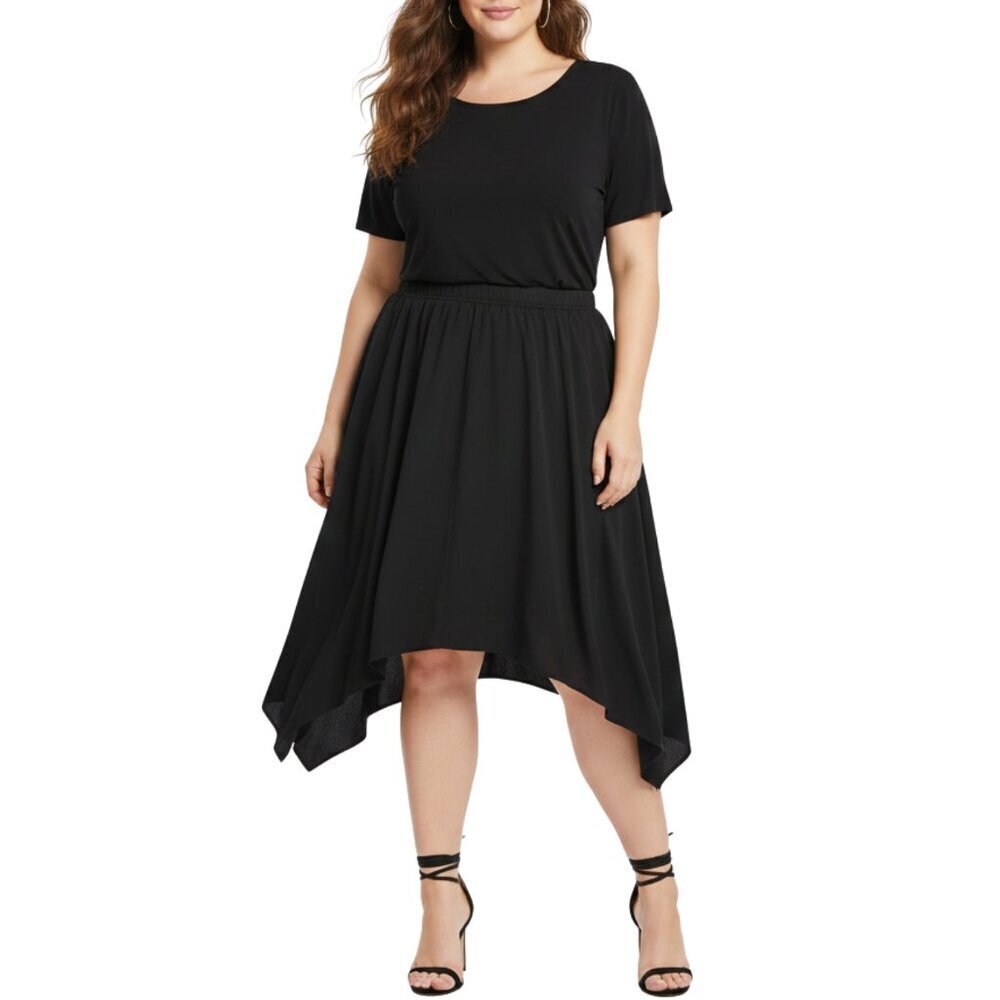 NWT Calvin Klein Asymmetrical Handkerchief Midi Skirt in Black - Picture 1 of 4